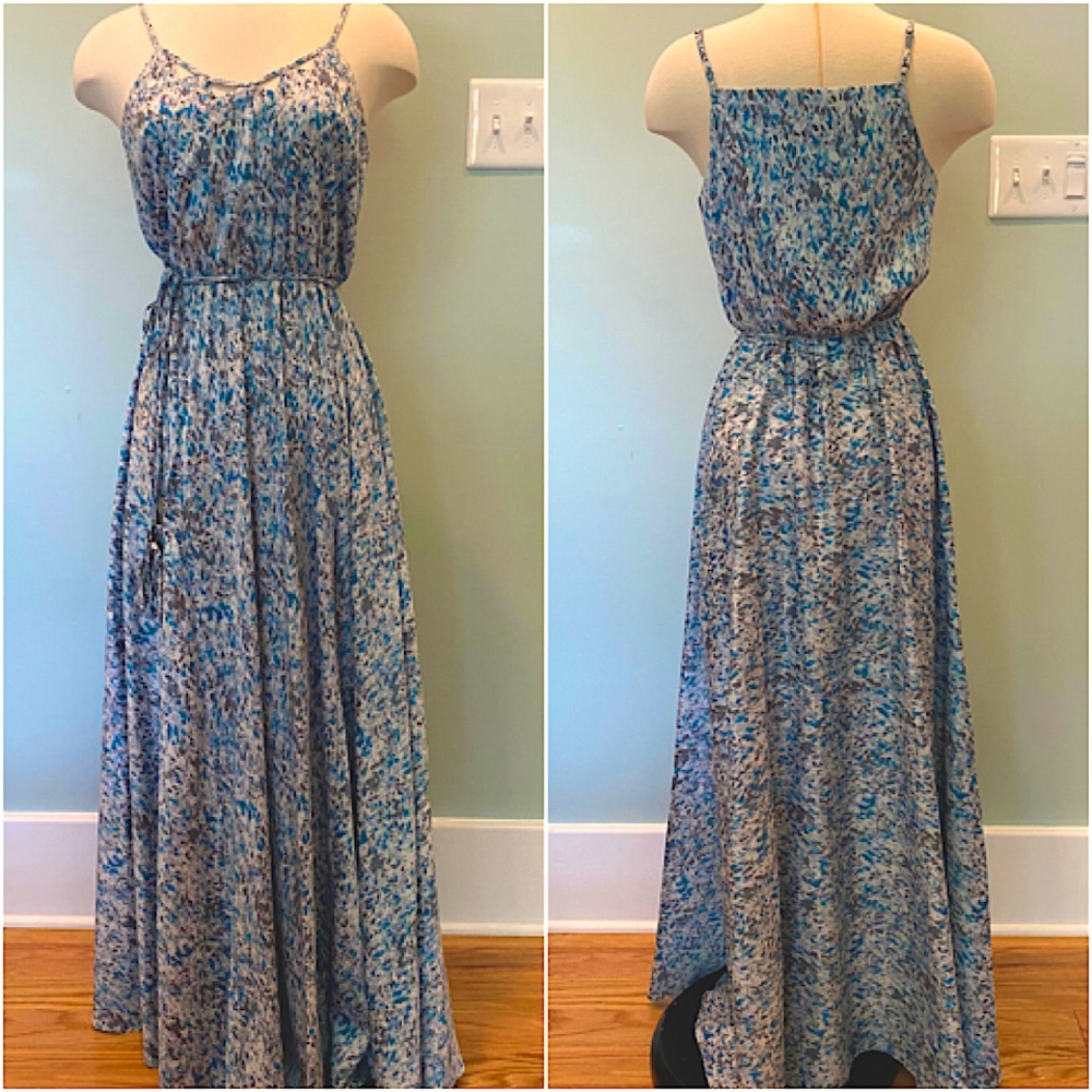 Lovely Catherine Malandrino Blue Print Maxi Dress